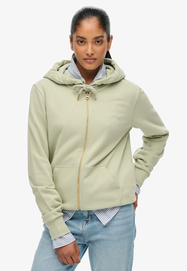Superdry Kapuzensweatjacke »ESSENTIAL LOGO ZIPHOOD HB« Baumwollmischung, Relaxed Fit, mit Reißverschluss