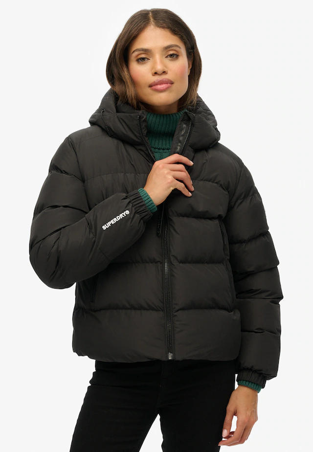 Superdry Steppjacke »HOODED SPORTS PUFFER JACKET« mit Kapuze Kunstfaser, relaxed fit