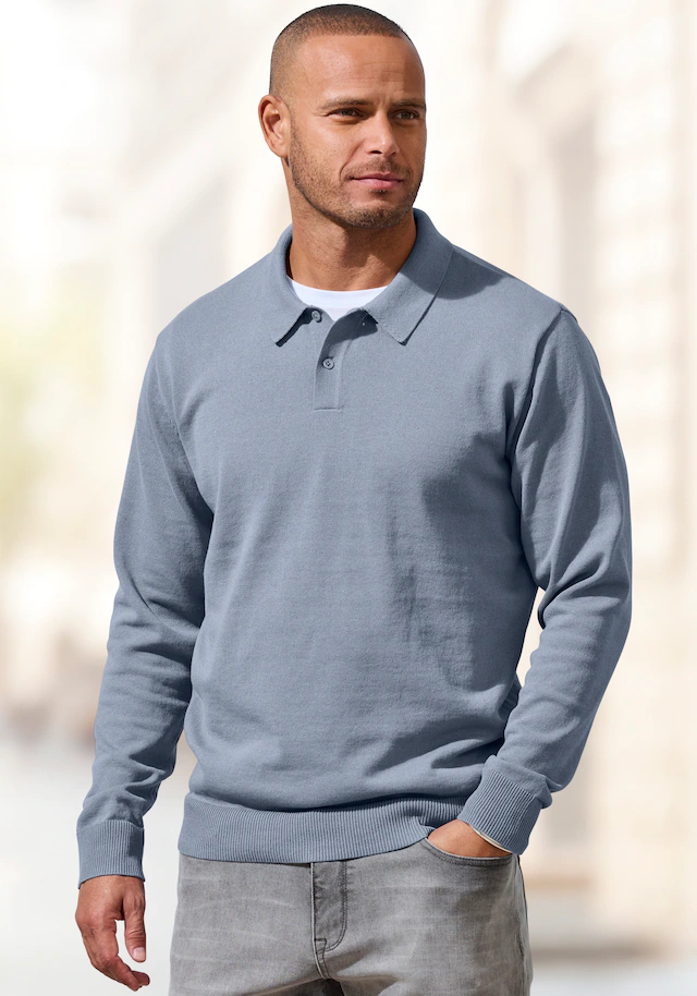 H.I.S Strickpullover »bis Größe 5XL« mit Polokragen und kleiner Knopfleiste