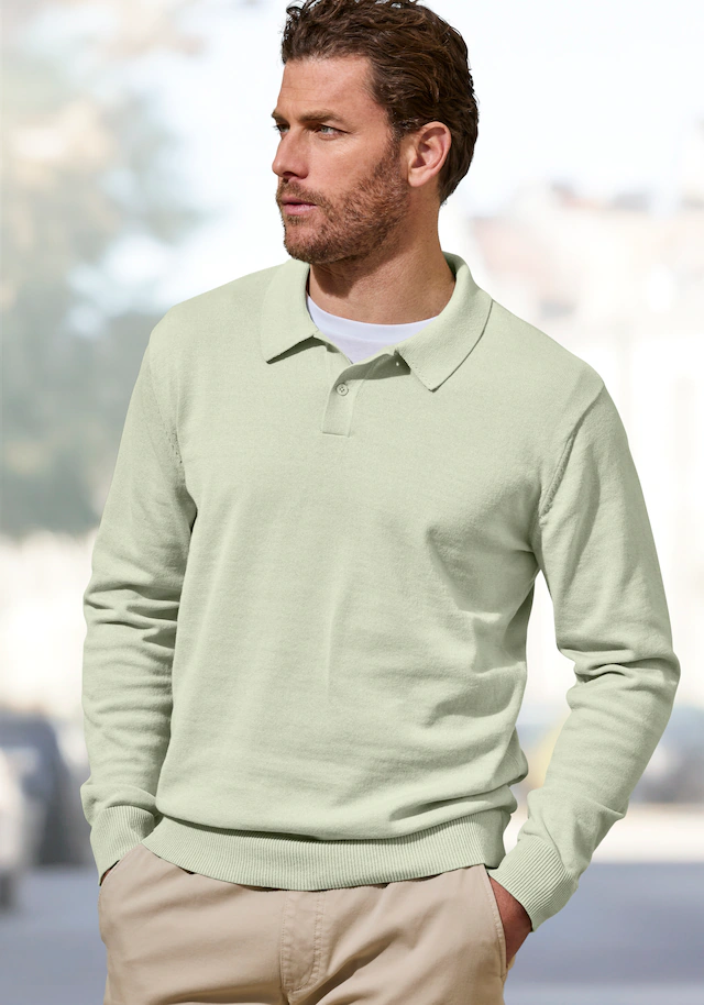 H.I.S Strickpullover »bis Größe 5XL« mit Polokragen und kleiner Knopfleiste