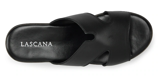 LASCANA Pantolette »Sandale, Sommerschuh, Mule, offener Schuh,« aus Leder mit Keilabsatz