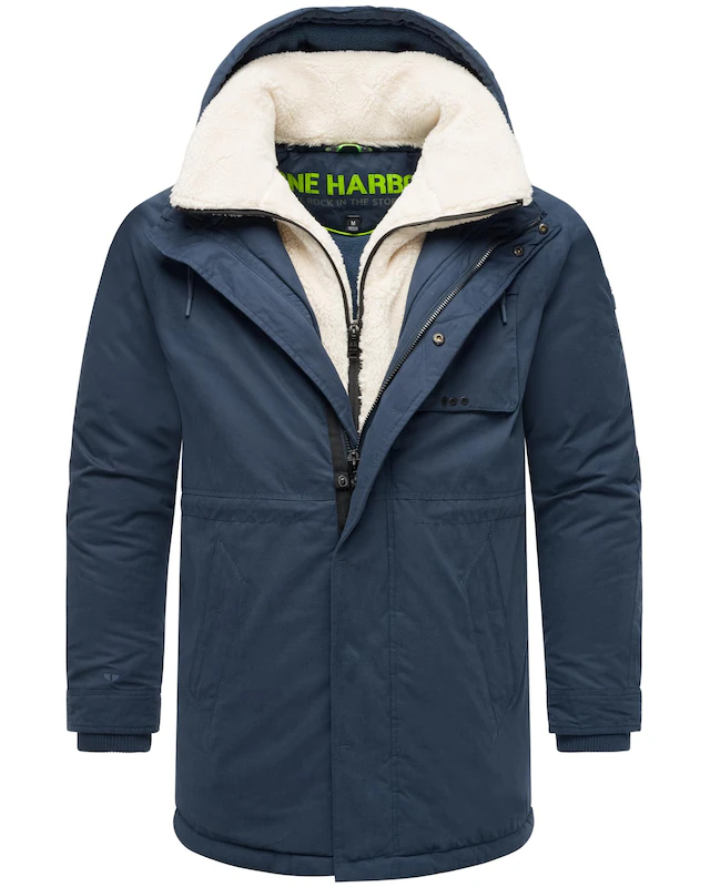 Stone Harbour Kurzmantel »Navroos XX« Kurzer Herren Wintermantel mit abnehmbarem Kragen