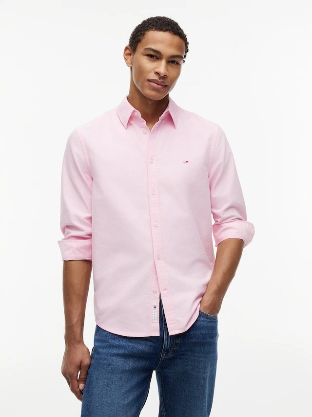 Tommy Jeans Langarmhemd »TJM REGULAR OXFORD« mit Rundhalsausschnitt, Button-down-Kragen