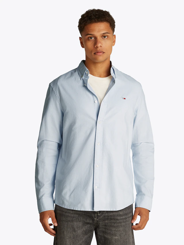 Tommy Jeans Langarmhemd »TJM REGULAR OXFORD« mit Rundhalsausschnitt, Button-down-Kragen