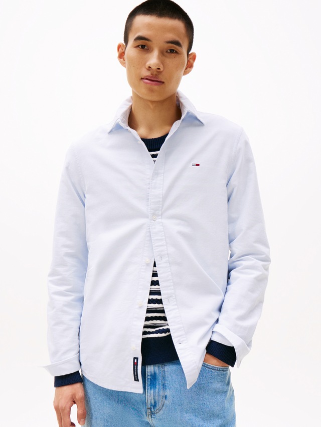 Tommy Jeans Langarmhemd »TJM REGULAR OXFORD« mit Rundhalsausschnitt, Button-down-Kragen
