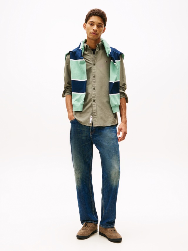 Tommy Jeans Langarmhemd »TJM REGULAR OXFORD« mit Rundhalsausschnitt, Button-down-Kragen