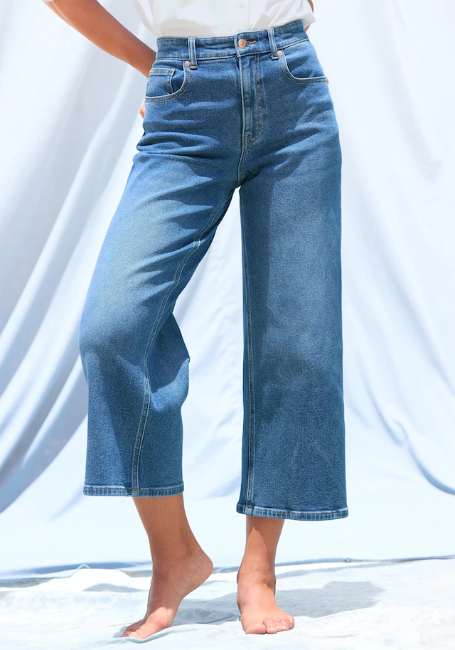LASCANA 7/8-Jeans »in modischer Culotte-Form« aus Baumwoll-Denim, Straight-Leg, Sommerhose