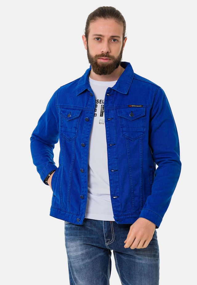 Cipo & Baxx Jeansjacke »CJ289« ohne Kapuze mit Knopfleiste