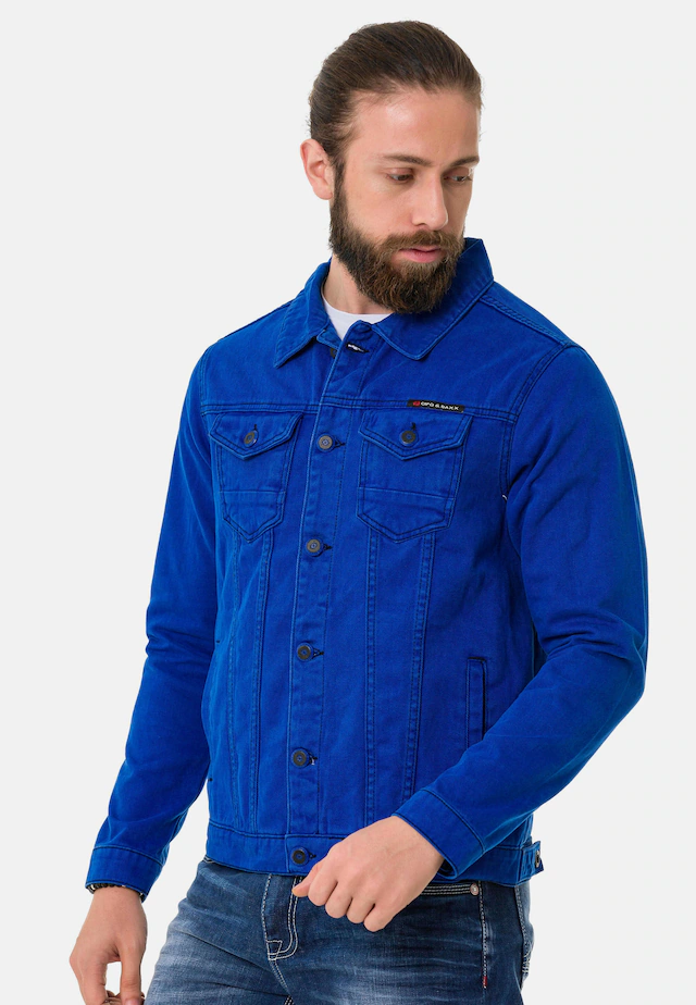 Cipo & Baxx Jeansjacke »CJ289« ohne Kapuze mit Knopfleiste