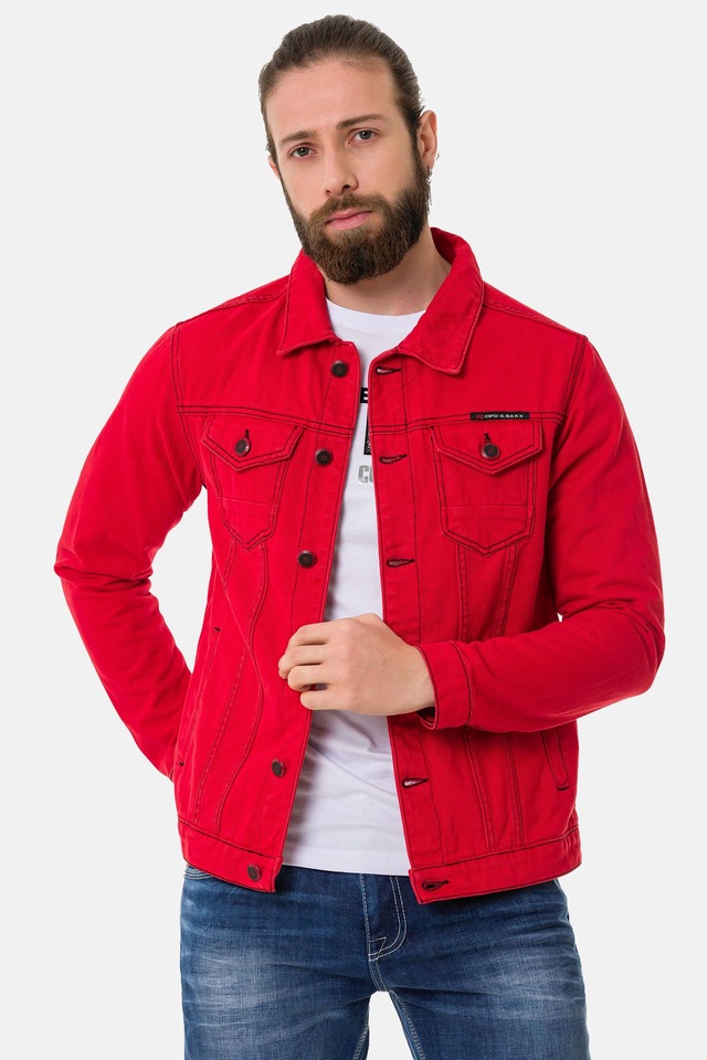 Cipo & Baxx Jeansjacke »CJ289« ohne Kapuze mit Knopfleiste