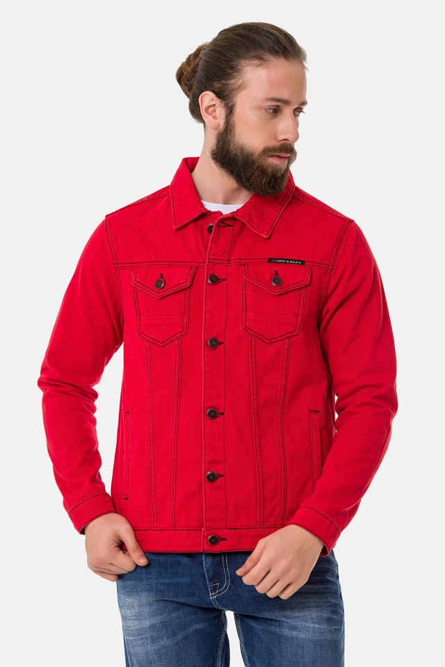 Cipo & Baxx Jeansjacke »CJ289« ohne Kapuze mit Knopfleiste