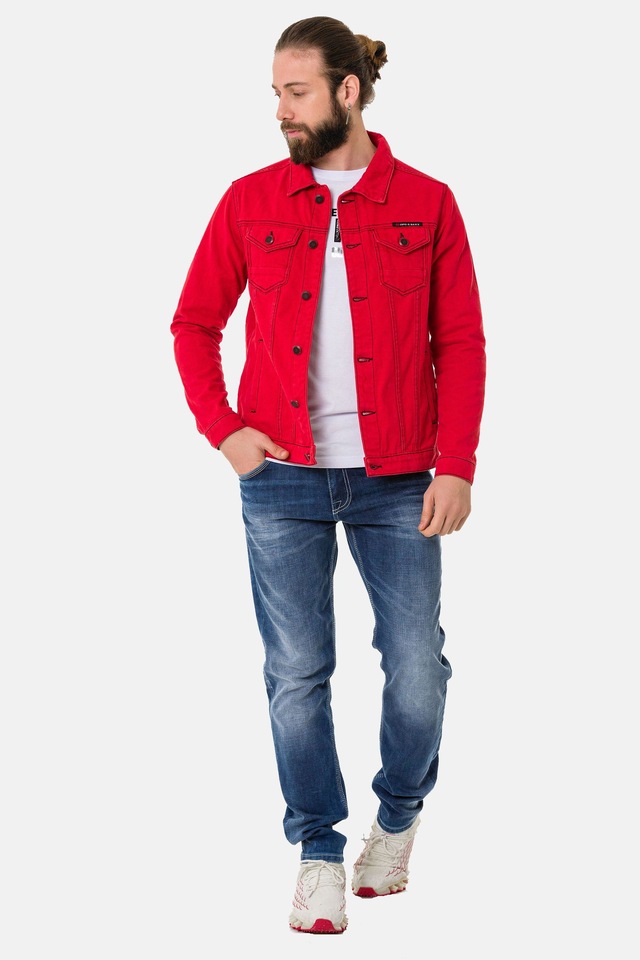Cipo & Baxx Jeansjacke »CJ289« ohne Kapuze mit Knopfleiste