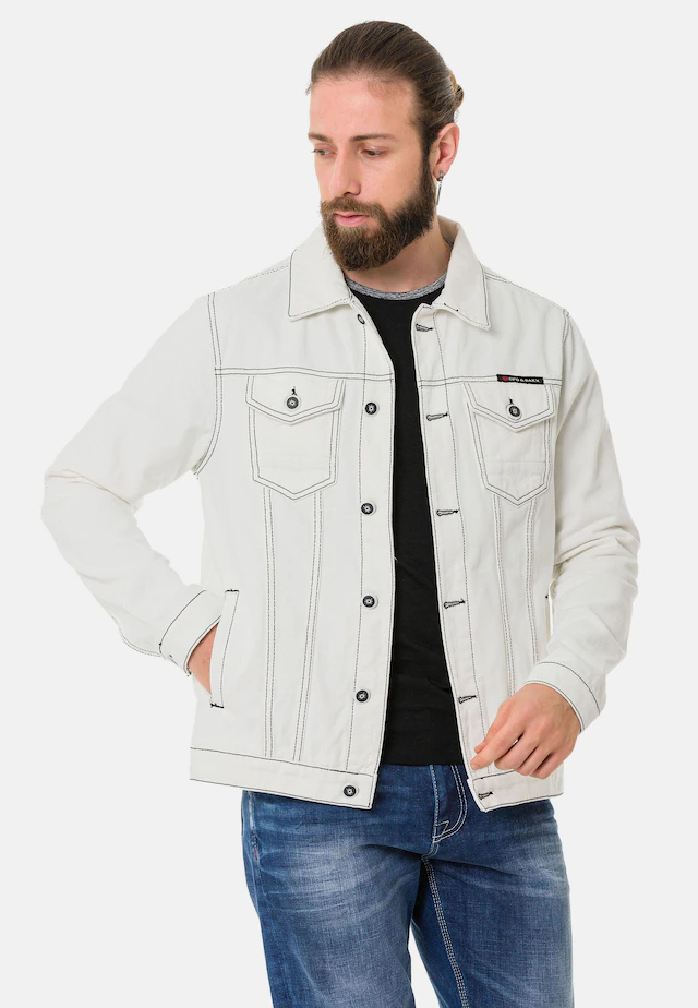 Cipo & Baxx Jeansjacke »CJ289« ohne Kapuze mit Knopfleiste