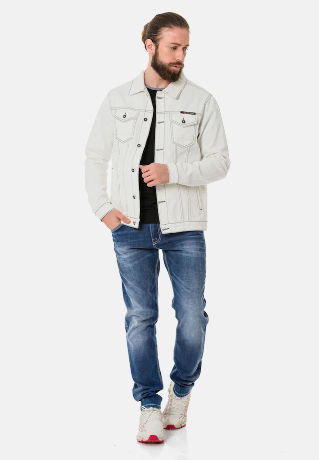 Cipo & Baxx Jeansjacke »CJ289« ohne Kapuze mit Knopfleiste