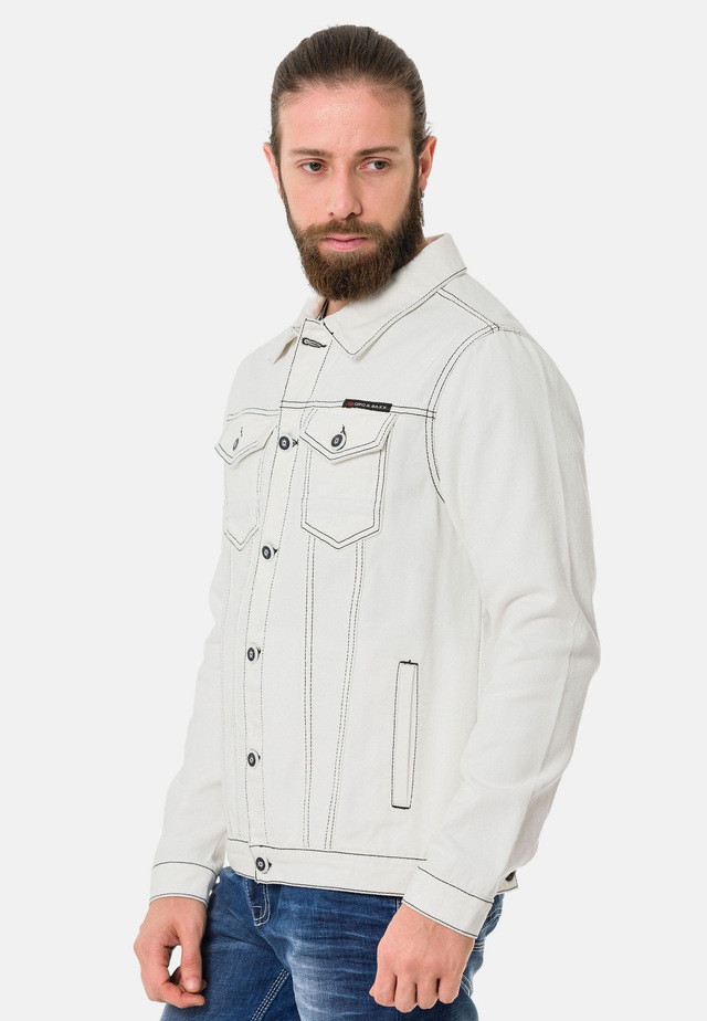 Cipo & Baxx Jeansjacke »CJ289« ohne Kapuze mit Knopfleiste