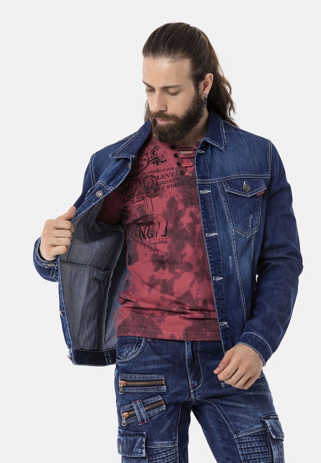 Cipo & Baxx Jeansjacke »CJ289« ohne Kapuze mit Knopfleiste