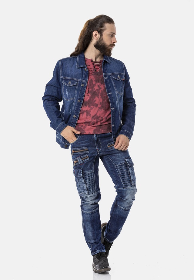 Cipo & Baxx Jeansjacke »CJ289« ohne Kapuze mit Knopfleiste
