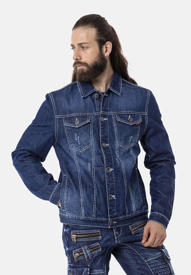 Cipo & Baxx Jeansjacke »CJ289« ohne Kapuze mit Knopfleiste
