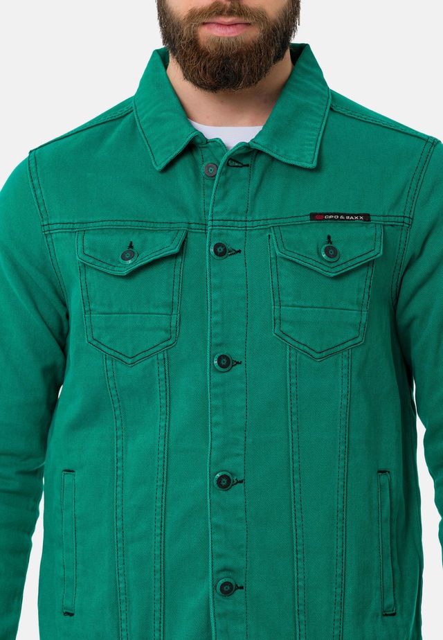 Cipo & Baxx Jeansjacke »CJ289« ohne Kapuze mit Knopfleiste