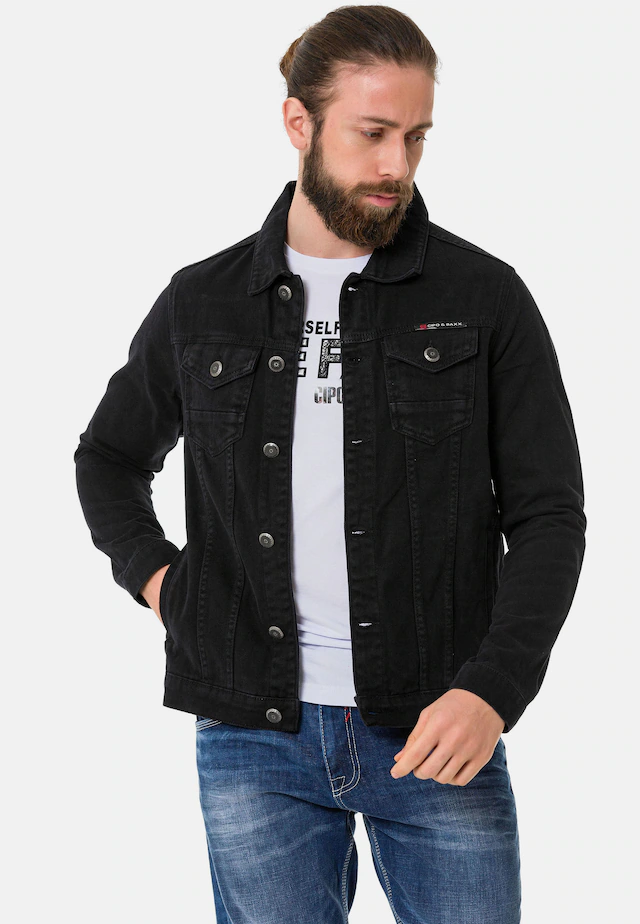 Cipo & Baxx Jeansjacke »CJ289« ohne Kapuze mit Knopfleiste