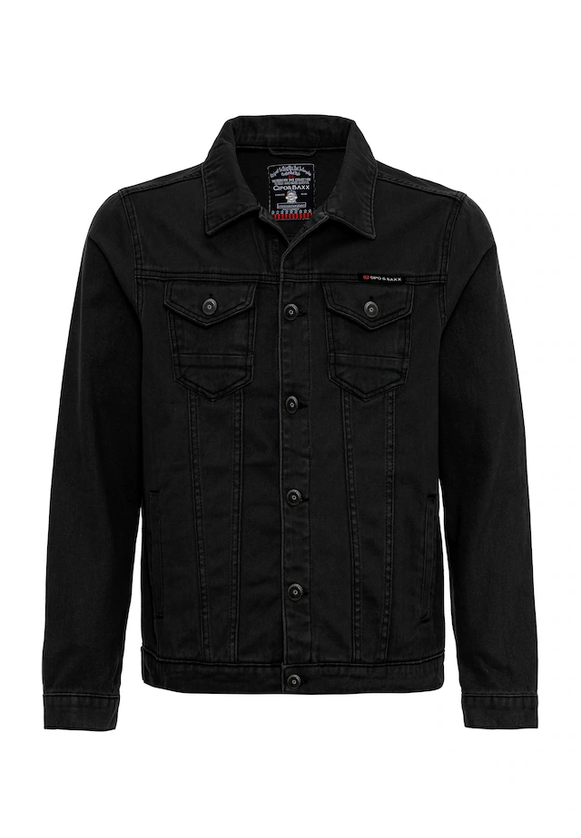 Cipo & Baxx Jeansjacke »CJ289« ohne Kapuze mit Knopfleiste