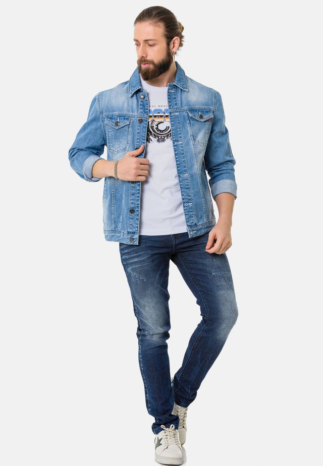 Cipo & Baxx Jeansjacke »CJ289« ohne Kapuze mit Knopfleiste