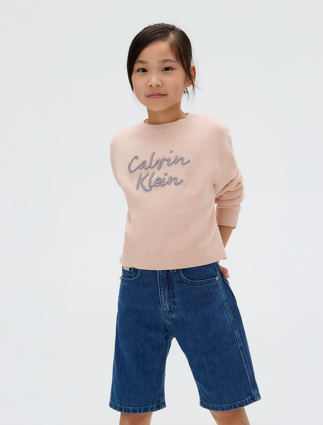 Calvin Klein Jeans Rundhalspullover »LOGO METALLIC INTERSIA« für Kinder bis 16 Jahre, große Stickerei