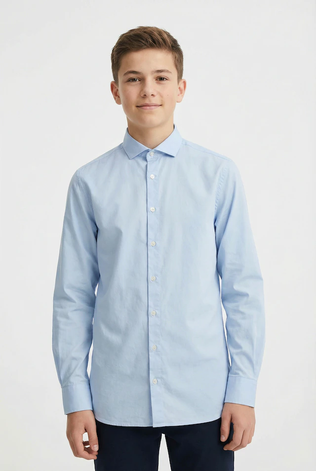 Jack & Jones Junior Langarmhemd »JJEAXEL elastisch und einfach kombinierbar« unifarben, modisch, regular fit, Web, Hemdkragen