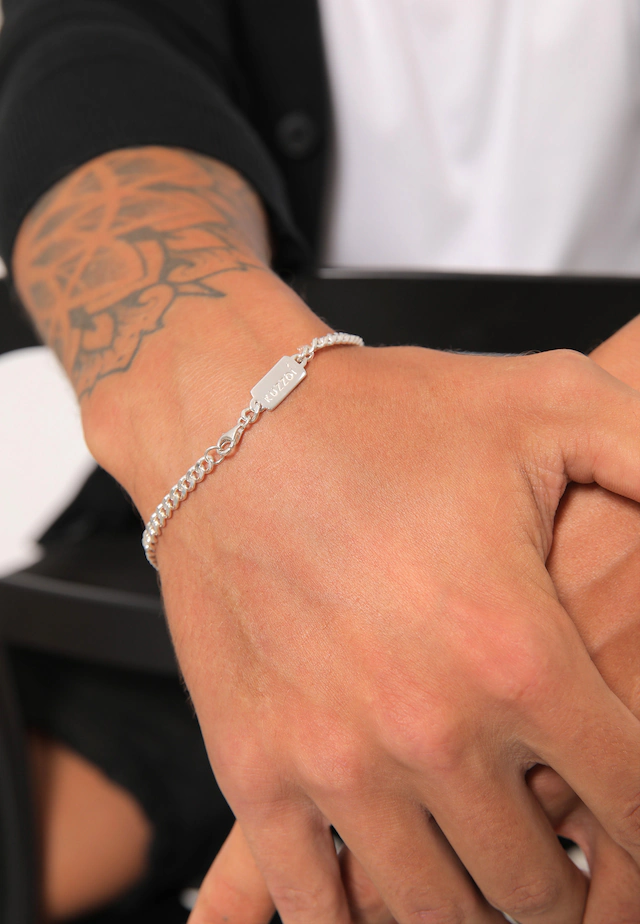Kuzzoi Armkette »Armband Herren Panzer Massiv 925 Silber«