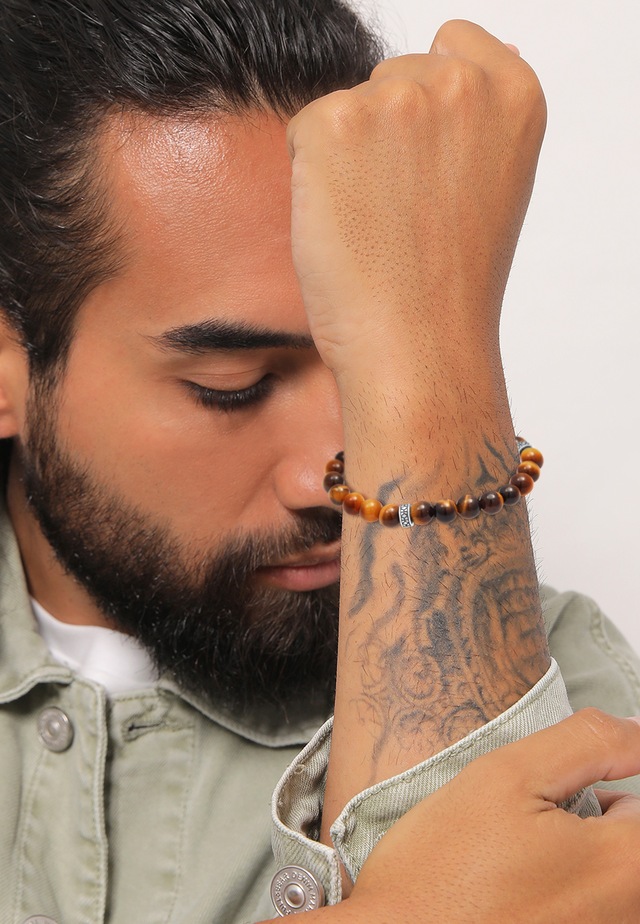 Kuzzoi Armkette »Armband Herren Tiegerauge Braun Vintage 925 Silber«