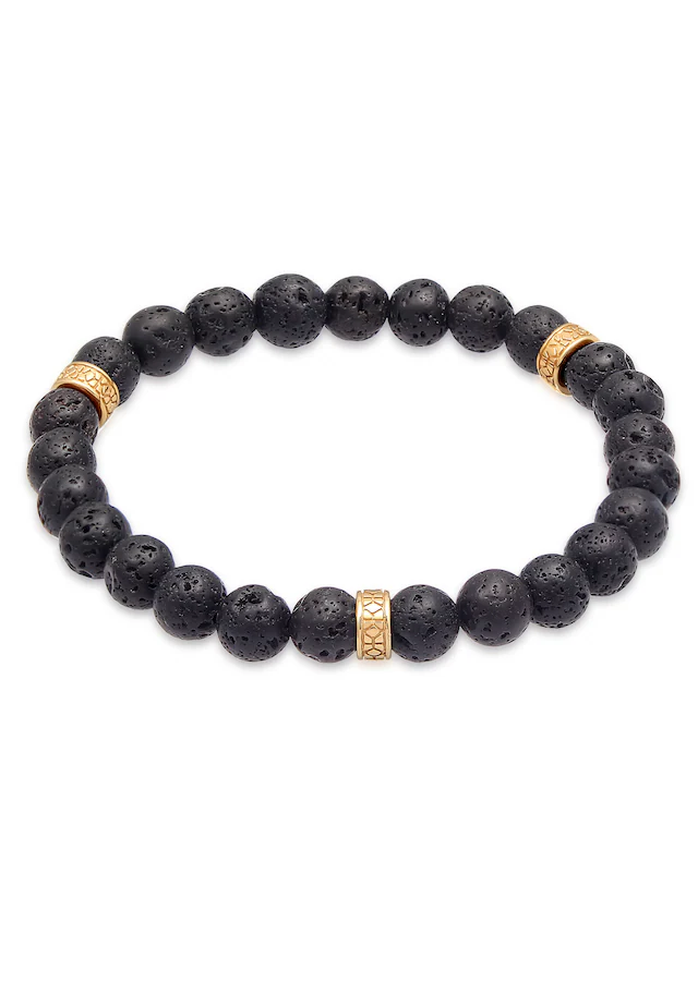 Kuzzoi Armkette »Armband Herren Lava Schwarz Vintage 925 Silber Oxidiert«