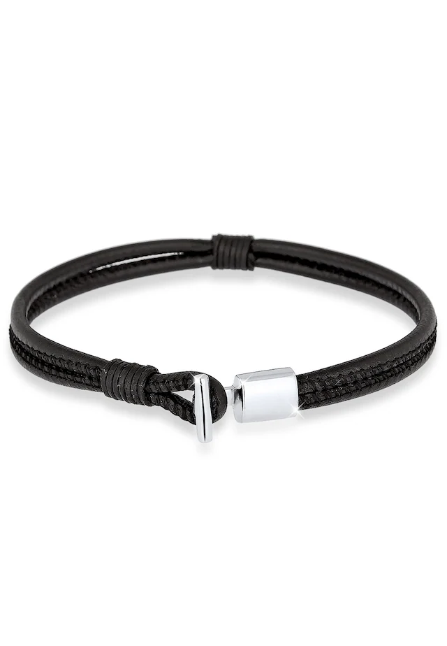 Kuzzoi Lederarmband »Armband Echtleder Knoten Haken T-Bone 925 Sterling Silber«