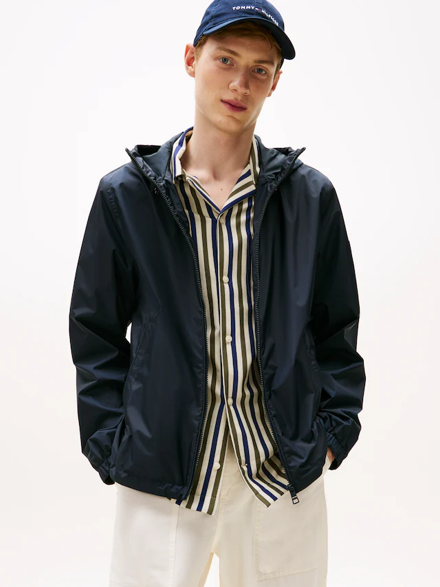 Tommy Hilfiger Blouson »RWB HOODED JACKET« mit Kapuze Freizeitjacke, Übergangsjacke elastische Bündchen, wasserabweisend
