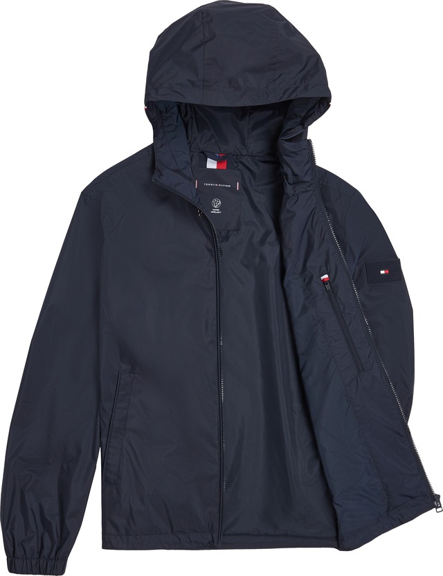 Tommy Hilfiger Blouson »RWB HOODED JACKET« mit Kapuze Freizeitjacke, Übergangsjacke elastische Bündchen, wasserabweisend