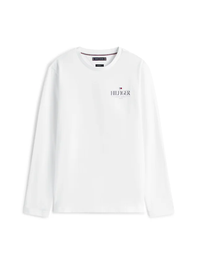 Tommy Hilfiger Longsleeve »HILFIGER STACK LS TEE« Kontrastfarbener Print auf der Brust