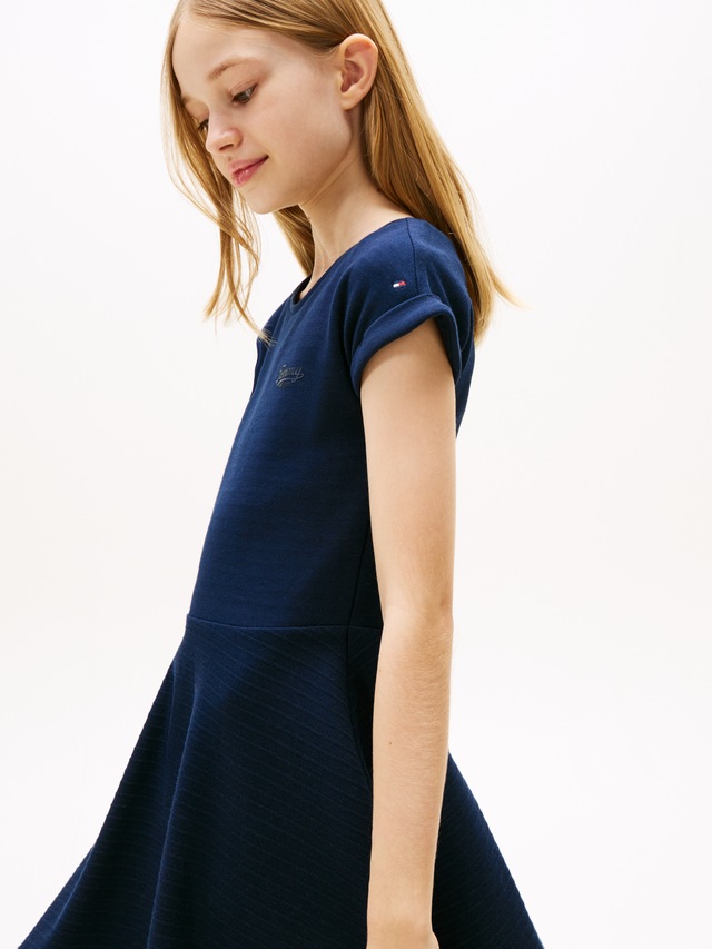 Tommy Hilfiger Jerseykleid »SPACER INTERLOCK DRESS« für Kinder bis 16 Jahre, mit Logoschriftzug