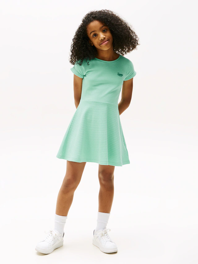 Tommy Hilfiger Jerseykleid »SPACER INTERLOCK DRESS« für Kinder bis 16 Jahre, mit Logoschriftzug
