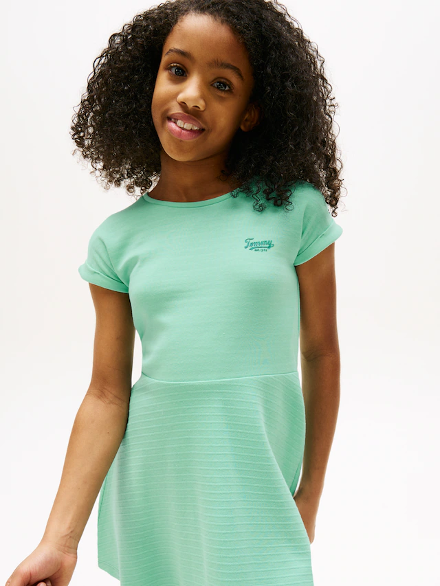 Tommy Hilfiger Jerseykleid »SPACER INTERLOCK DRESS« für Kinder bis 16 Jahre, mit Logoschriftzug