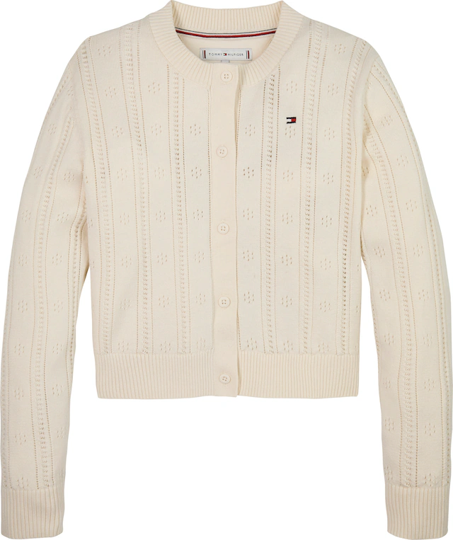 Tommy Hilfiger Strickjacke »POINTELLE CARDIGAN LS« für Kinder bis 16 Jahre, mit süßem Muster