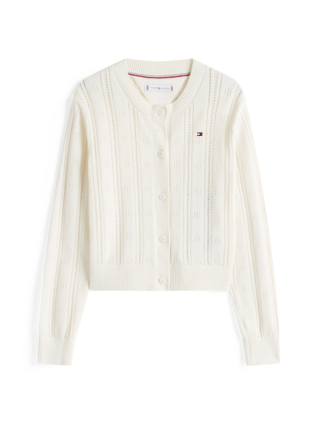 Tommy Hilfiger Strickjacke »POINTELLE CARDIGAN LS« für Kinder bis 16 Jahre, mit süßem Muster