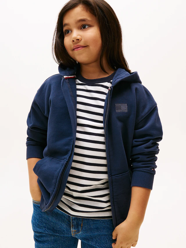 Tommy Hilfiger Kapuzensweatjacke »TONAL FLAG EMB ZIP HOODIE« für Kinder bis 16 Jahre, mit Kapuze