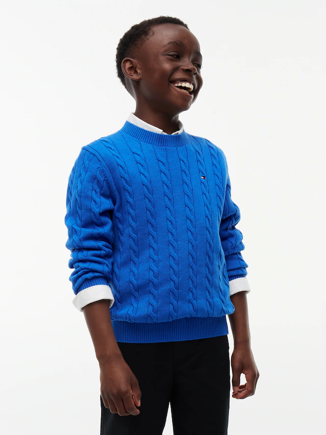 Tommy Hilfiger Strickpullover »COTTON CABLE SWEATER« für Kinder bis 16 Jahre, mit Zopfmuster