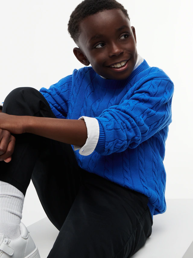 Tommy Hilfiger Strickpullover »COTTON CABLE SWEATER« für Kinder bis 16 Jahre, mit Zopfmuster