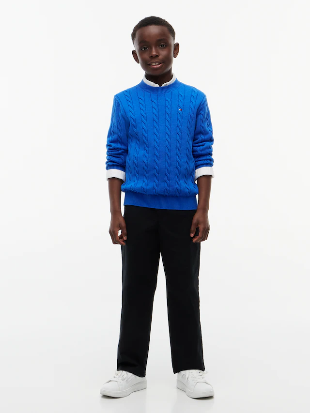 Tommy Hilfiger Strickpullover »COTTON CABLE SWEATER« für Kinder bis 16 Jahre, mit Zopfmuster