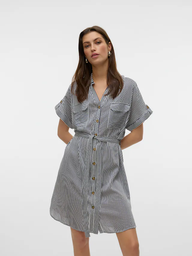 Vero Moda Hemdblusenkleid »VMBUMPY SS SHORT SHIRT DRESS WVN GA NOOS« Brusttaschen Viskose, loose fit