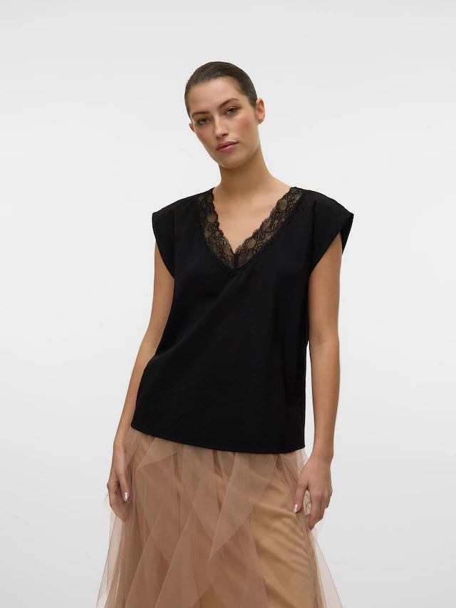 Vero Moda Spitzentop »VMSAFA SL V-NECK LACE TOP WVN GA NOOS«
