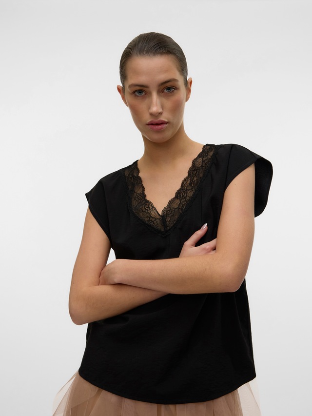 Vero Moda Spitzentop »VMSAFA SL V-NECK LACE TOP WVN GA NOOS«