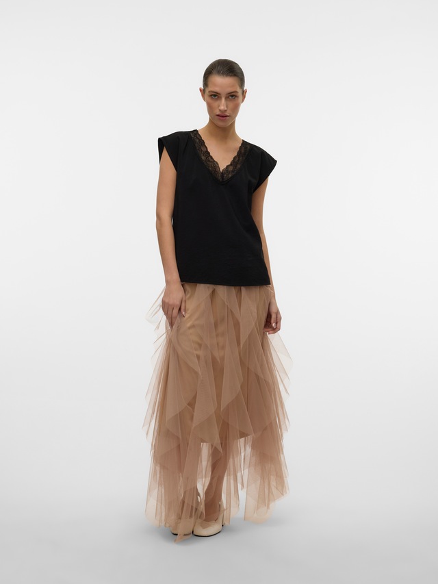 Vero Moda Spitzentop »VMSAFA SL V-NECK LACE TOP WVN GA NOOS«