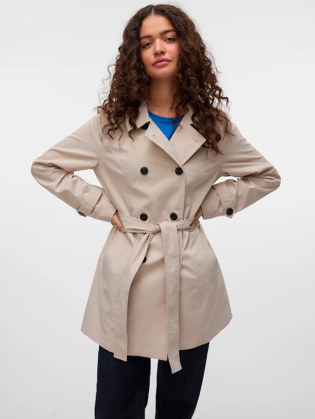 Vero Moda Trenchcoat »VMCHELSEA OLIVIA TRENCHCOAT NOOS« kurzer 2-Reiher mit abnehmbarem Bindegürtel