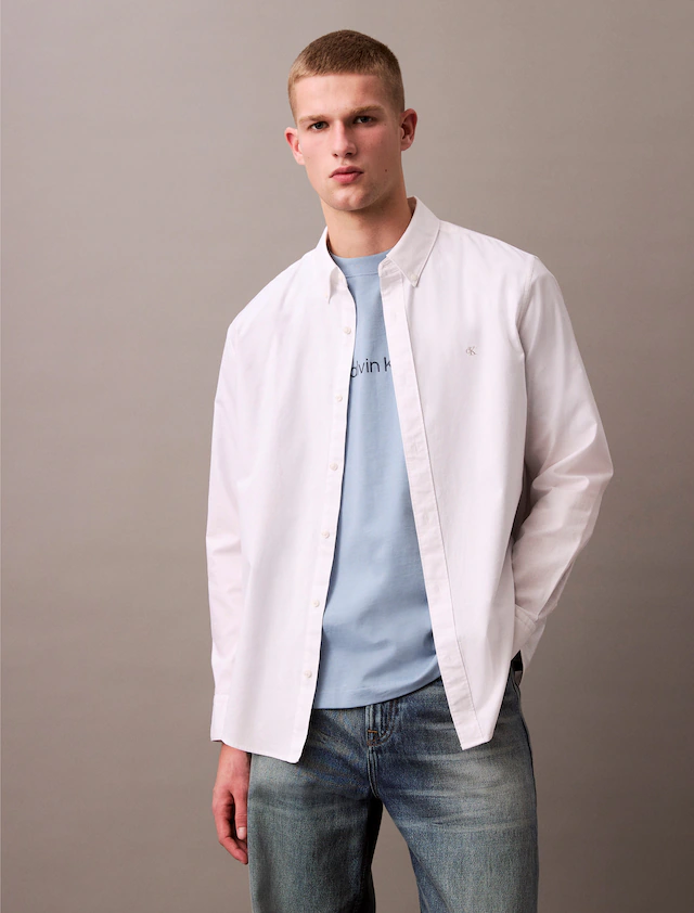 Calvin Klein Jeans Langarmhemd »LS SOLID OXFORD CLASSIC SHIRT« Mit Rundhalsausschnitt